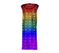 ZEPFJHE LED Light Up Rainbow Silk Fan Performances Colorful Long Pliing Hand Veil For Belly Dance And Party Decorations Dance En Soie