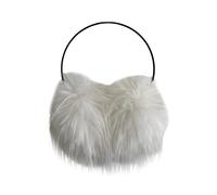 ZEPFJHE Long cache-oreilles en peluche pour temps froid, chauffe-oreilles tendance, rabats en fourrure épaisse, sports de plein air, blanc, taille unique