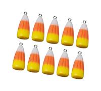 ZEPFJHE Lot de 10 breloques en résine en forme de maïs en forme de bonbon pour Halloween, fête, colliers, pendentifs, accessoires d'artisanat pour la fabrication de bijoux, accessoires de bijoux