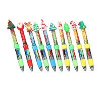 ZEPFJHE Lot de 10 stylos à bille multicolores de Noël 4 couleurs en 1 pour journal intime, stylo multicolore pour étudiants et artistes