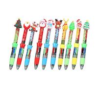 ZEPFJHE Lot de 10 stylos à bille multicolores de Noël 4 couleurs en 1 pour journal intime, stylo multicolore pour étudiants et artistes