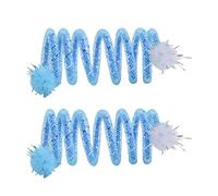 ZEPFJHE Lot de 2 bobines élastiques portables colorées pour chats avec boule en peluche pour utilisation en intérieur et en extérieur Accessoires de jeu pour chats interactifs