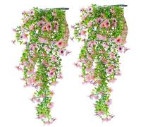 ZEPFJHE Lot de 2 bouquets de fleurs artificielles à suspendre pour maison, mur, jardin, cour, patio, mariage