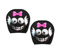 ZEPFJHE Lot de 2 housses élastiques pour appuie-tête de voiture motif gros yeux amusants universelles pour voiture, camion, tissu polyester extensible