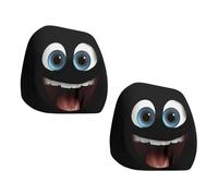 ZEPFJHE Lot de 2 housses élastiques pour appuie-tête de voiture motif gros yeux amusants universelles pour voiture, camion, tissu polyester extensible