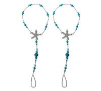 ZEPFJHE Lot de 2 jolies chaînes de cheville en perles pour pieds nus et sandales - Bijoux décoratifs pour femmes et filles - Pour enfants et garçons, taille unique, Comme décrit
