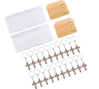 ZEPFJHE Lot de 20 porte-clés crucifix en bois pour cadeaux religieux avec finition naturelle, cadeau de douche fabriqué à la main