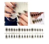 ZEPFJHE Lot de 30 faux ongles longs à presser en acrylique brillant pour femmes et filles