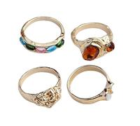 ZEPFJHE Lot de 4 anneaux en résine légers et robustes - Idéal pour offrir aux amateurs de mode - Pour une fête décontractée, taille unique, Comme décrit, Comme décrit.