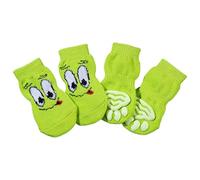 ZEPFJHE Lot de 4 paires de chaussettes antidérapantes pour chiens et chats - Chaussettes chaudes tricotées pour l'intérieur et l'extérieur