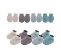 ZEPFJHE Lot de 4 protège-mains et pieds en coton pour nouveau-nés - Gants anti-rayures avec pieds pour bébé nouveau-né, Set 4, Taille unique