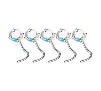 ZEPFJHE Lot de 5 anneaux de nez pratiques et robustes en alliage - Design en forme de L et créoles avec zircone cubique - Accessoire de nez tendance, JJ, Comme décrit, Comme décrit.
