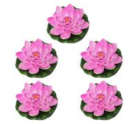 ZEPFJHE Lot de 5 fleurs artificielles flottantes en mousse avec lys pour décoration de piscine, aquarium, décoration de fête de mariage