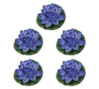 ZEPFJHE Lot de 5 fleurs flottantes en mousse avec feuilles artificielles pour aquarium, jardin, nénuphars