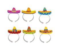 ZEPFJHE Lot de 6 bandeaux colorés en forme de sombrero - Accessoires de fête en papier pour fêtes à thème