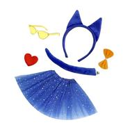 ZEPFJHE Lot de 7 accessoires de costume de chien de berger pour enfant et adulte - Comprend bandeau, queue, nœud papillon, jupe, gants (ou lunettes)