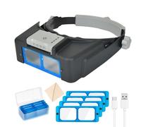 ZEPFJHE Loupes ergonomiques à sur tête 4 LED à intensité Variable, loupes légères portées sur la tête, loupes améliorées pour Un Travail de précision, grossissement en Verre de loupe à Bandeau