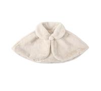 ZEPFJHE Luxueuse fausse fourrure, écharpe de mariage pour bébé fille, châle, cape courte pour soirées et usage quotidien, châle sans manches, beige, L