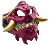 ZEPFJHE Masque d ' Halloween fête diable samouraïs demi-visage carnavals mascarade japonaise pour cosplay diable samouraïs
