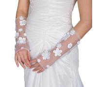 ZEPFJHE Mitaines extensibles pour mariage, danse, fête, concert, opéras, fleurs, blanc, taille unique
