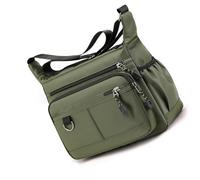 ZEPFJHE Oxfords Sac fourre-tout pour homme avec plusieurs poches zippées pour le travail, le bureau, les voyages et un usage quotidien Sac à bandoulière avec plusieurs poches, vert militaire, One Size