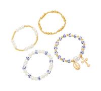 ZEPFJHE Perle en céramique avec accents et perles synthétiques - Accessoire de poignet minimaliste unisexe pour toutes les occasions - Pendentif minimaliste en forme de croix