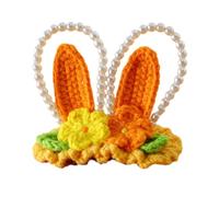 ZEPFJHE Pince à cheveux en laine tricotée avec oreilles de dessin animé élégantes perles en forme d'épingle à cheveux pour filles