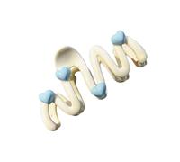 ZEPFJHE Pince à cheveux ondulée en forme de cœur bleu pour femme, épingle à cheveux en acrylique irrégulière pour femme, pince à cheveux tendance, couleur crème, pince à cheveux