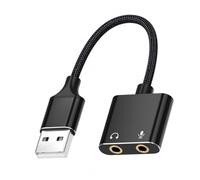 ZEPFJHE Plug and Play Adaptateur USB vers 3,5 mm Carte son stéréo externe USB pour microphone et casque professionnel
