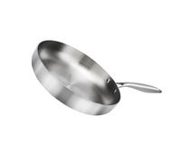 ZEPFJHE Poêle à fond plat antiadhésive pour frire des œufs de steak S Répartition uniforme de la chaleur Wok en acier inoxydable non enduit Poêle de cuisine antiadhésive en acier inoxydable