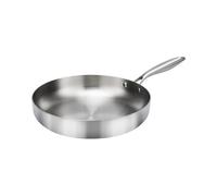 ZEPFJHE Poêle à fond plat antiadhésive pour frire des œufs de steak S Répartition uniforme de la chaleur Wok en acier inoxydable non enduit Poêle de cuisine antiadhésive en acier inoxydable