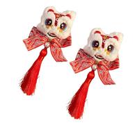 ZEPFJHE Pompons Pince à Cheveux pour Nouvel An Barrette Doux Nouvel An Plat Clip Épingle À Cheveux Pompons Élégant Cheveux Pour Bouquets Accessoires Chinois