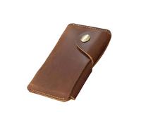 ZEPFJHE Porte-cartes de crédit porte-monnaie en cuir avec fermeture à bouton pour femme et homme Petit portefeuille de crédit organisateur de pièces de monnaie avec fermeture à pression, marron