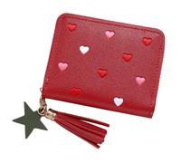 ZEPFJHE Porte-cartes élégant avec plusieurs compartiments pour cartes et petits objets, Rouge