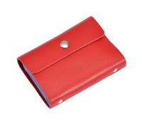 ZEPFJHE Porte-cartes multi-fentes pour cartes de crédit avec boucle en métal, rouge foncé