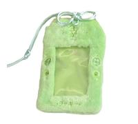 ZEPFJHE Porte-cartes photo en peluche avec motif fleurs et bus - 7,6 cm - Pour femme et fille, Vert