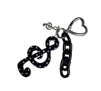 ZEPFJHE Porte-clés avec note unique et étoile - Joli porte-symbole musical compact - Idéal pour offrir - Porte-clés robuste et facile à utiliser, Noir , taille unique