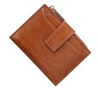 ZEPFJHE Porte-monnaie élégant en cuir PU avec porte-cartes - Style tendance - Petit pour les voyages - Avec porte-cartes, marron, Beauté de masse