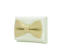 ZEPFJHE Porte-monnaie élégant en cuir synthétique à trois volets avec porte-cartes pour voyage, sac à main court en cuir synthétique avec nœuds mignons, Vert, Beauté de masse