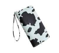 ZEPFJHE Portefeuille à la mode en cuir PU motif vache pour le shopping et les réunions sociales, Vert