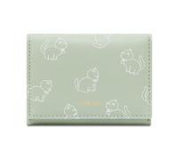 ZEPFJHE Portefeuille compact en cuir PU pour femme avec porte-cartes et porte-monnaie avec motif chat de dessin animé et fenêtre transparente pour femme, Vert