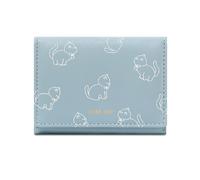 ZEPFJHE Portefeuille compact en cuir PU pour femme avec porte-cartes et porte-monnaie avec motif de chats de dessin animé et fenêtre transparente pour portefeuille élégant, bleu, Beauté de masse