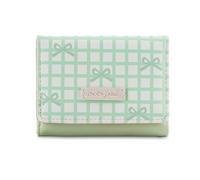 ZEPFJHE Portefeuille court élégant en cuir synthétique avec motif rayé nœuds décoratifs et porte-cartes Porte-monnaie contemporain pour femme, vert clair, Beauté de masse