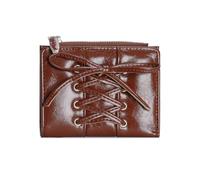 ZEPFJHE Portefeuille court simple pour femme - Porte-cartes en cuir synthétique - Joli nœud - Pour changer de sac à main quotidien - Avec porte-cartes, marron, Beauté de masse