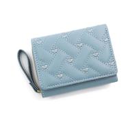 ZEPFJHE Portefeuille pour femme - Porte-cartes de visite - Petit porte-monnaie en cuir synthétique - Poche à monnaie - Portable - Cartes de voyage, bleu