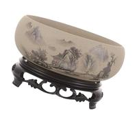 ZEPFJHE Pot hydroponique chinois en céramique, pot artistique avec motif aquarelle pour la croissance des racines, décoration d'intérieur