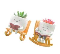 ZEPFJHE Pots de fleurs créatifs avec visages souriants et balançoires - Pots de fleurs pour plantes grasses - Décoration de jardin ou de maison