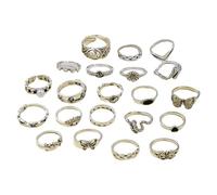 ZEPFJHE Retro Styles Lot de 21 bagues pour femme avec motifs papillon et cœur en alliage robuste