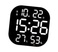 ZEPFJHE Réveil LED silencieux avec mécanisme silencieux, grand affichage, heure, date, température, télécommande pour la maison, grand écran, horloge numérique