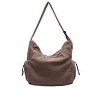 ZEPFJHE Sac à bandoulière confortable en velours côtelé pour femme, sac de bureau élégant, sac à bandoulière décontracté pour le travail et l'école, sac à main confortable, marron, One Size